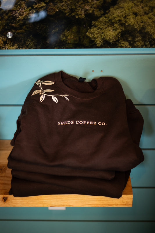 Embroidered Seeds Brown Crewneck
