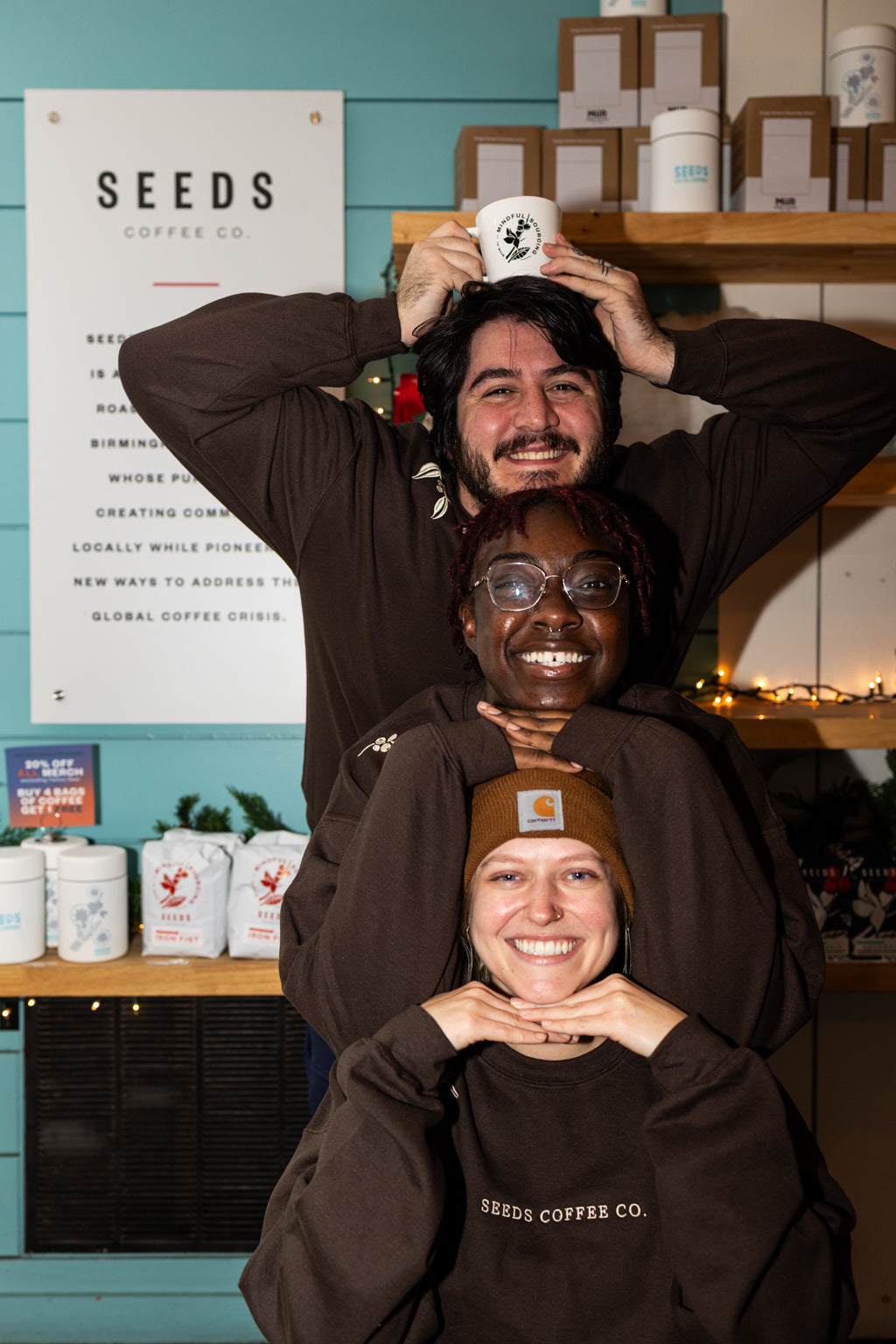 Embroidered Seeds Brown Crewneck